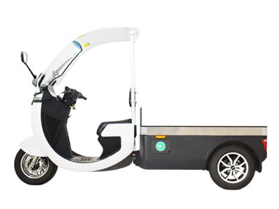 Motocarro elettrico a tre ruote con pianale